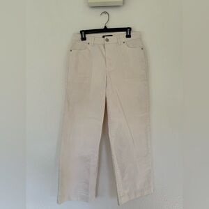 Cream Cropped Wide Leg Jeans